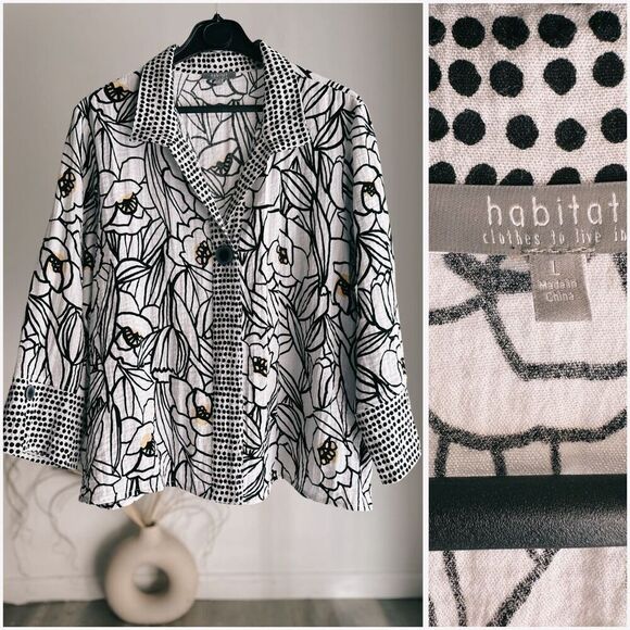 HABITAT PALM BEACH FLORAL SWING SHIRT LARGE WHITE - Picture 3 of 4